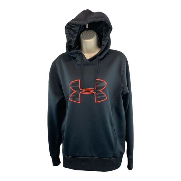 Women's Under Armour Storm LOGO Cold Gear Semi Fitted Black Hoodie Size Medium - Picture 1 of 10